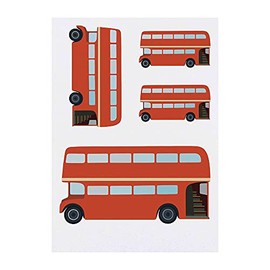 4 x 'London Bus' Temporary Tattoos - Water Resistant, Skin-Safe, Non-Toxic Transfers, Mixed Sizes (TO00044725)