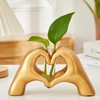 Gold Heart Hands with Glass Planter Terrarium Decoration, Modern Love