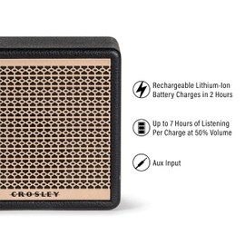 Crosley CR3114A-BK Montero Mini Portable Rechargeable Bluetooth Speaker, Black