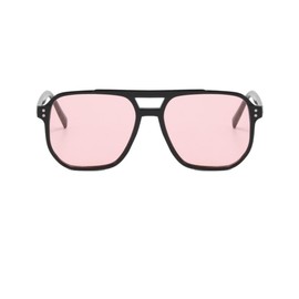 IKANOO Retro Oversized Square Aviator Sunglasses for Women Men 70s Vintage Trendy Double Bridge Plastic Sun Glasses (Pink)