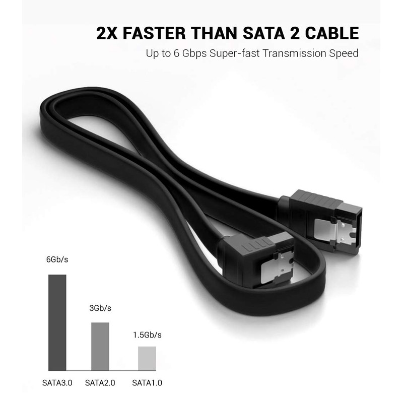 KUYIA SATA Cable 3.35 cm Straight to 90 Degree Right