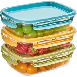 Snips, SnipsLock MIXCOLOR, Set of 3 Food Containers, 3 x 0.60 LT, Rectangular, 18,4 x 13,8 x 8 cm, Made in Italy