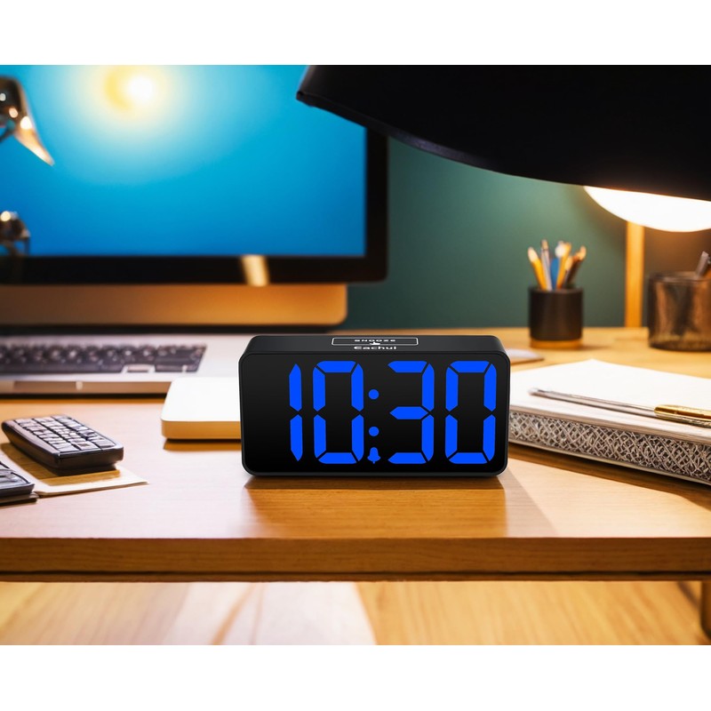 DreamSky LED digital alarm clock with USB charging port, large