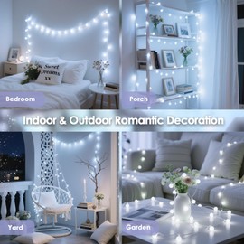 100LED Connectable String Lights Indoor Outdoor for Bedroom, 33ft White Fairy Lights with Remote & Timer, Plug in 8 Modes Waterproof Globe Hanging Twinkle Light for Room Classroom Wedding Decor