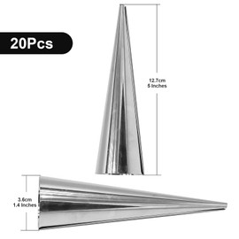 20 Pcs Stainless Steel Big Screw Croissant Mould Form Tubes,Non-Stick Cream Horn Cones, Cream Roll Mold Pastry Baking Mold - Christmas Anniversary Free Standing Pastry Cone Shaper