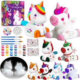 FUNZBO 2Pcs Paint Your Own Unicorn Lamp Kit - Art & Craft Supplies Painting Kits, Arts and Crafts for Kids Teens Adults, DIY Night Light Christmas Toys Gift for Girls Boys Ages 3,4,5,6,7,8,9,10,11,12+