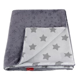 ByBoom Basics Baby Blanket 75 x 100 cm, Oeko-Tex, Double-Sided, Fluffy Cuddly First Blanket with Cotton and Minky Side, Extra Soft, Made in EU