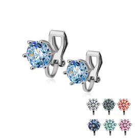 WIC copper alloy moissanite rotating ear clips, large diamond D color, VVS1 ear-free ear clips, ice blue 4CT