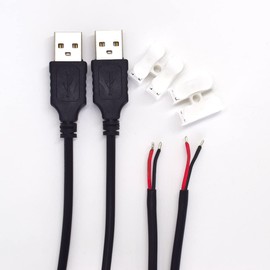 ELNONE 2PCS 20AWG USB Pigtail 2 Wire,0.3M/1FT USB 2.0 Male Plug 2pin Wire DIY Pigtail Cable 5V Bare Wire Cable 5V 5A Black USB Plug Power Cable with 2-Position Spring Wire Connector