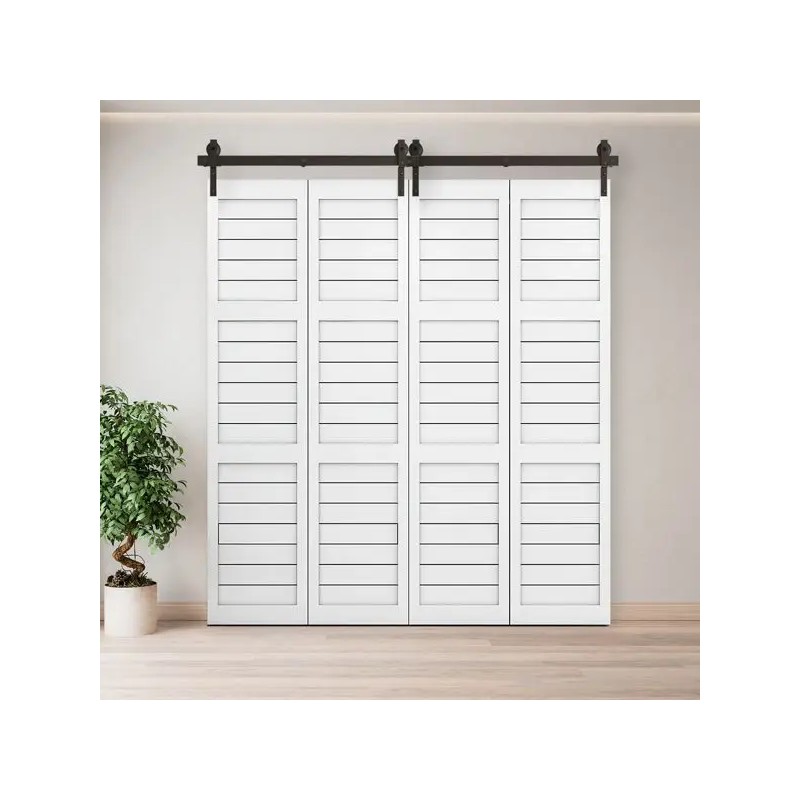 Bi Folding Sliding Barn Door Hardware Kit 60 In Black