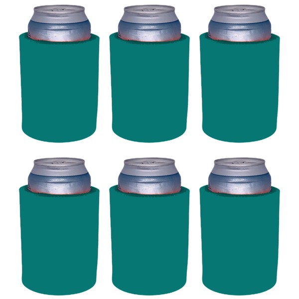 Blank Thick Foam Old School Can Cooler (6 Pack, Turquoise)