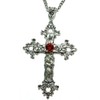 Large Gothic Cross Necklace silver-tone pendant on 24" steel chain
