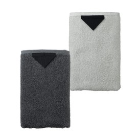[aso] ss-kt270-h2 99 Towel, Kuku Towel, Towel Handkerchief, Hand Towel, Imabari, Colorful, Bi-Color, Set of 2 (Black Tag, Monochrome)