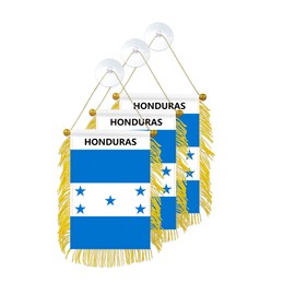 3 Pack 3.94x5.91 Inches Honduras Mini Country Flag Hanging Banner Window Hanging Flag Decor Car Rearview Mirror Hanging Double Sided with Suction Cup