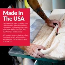 Cane Masters Handmade Wooden Walking Canes for Men and Women | Highly Durable American Hickory Wood Walking Cane | Ergonomic Handle and Body Grip, Anti-Slip Rubber Tip Wood Cane for Seniors