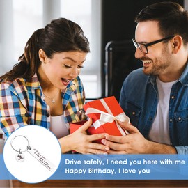 Yolev Auto Schlüsselanhänger Safe Driving Driver Schlüsselanhänger für Freund Ehemann Vater Valentinstag(Silber)