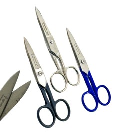 Pack of 3 Electrical Wire Repair Scissors with Serrated Blades & Stripping Notch, 5.25in Length, Black, Blue, Silver | German Stainless Steel Electrician Scissors