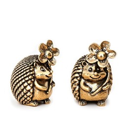 2pcs 3D Retro Brass Hedgehog Figurine, Vintage Brass Animal Hedgehog Decor Hearth Mantle Decor Figurine Metal Hedgehogs Sculpture Animal