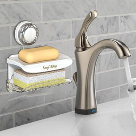 Suction Soap Holder - Wall Soap Dish with Drain, Shower Soap Holder with Suction Cup | Soap Saver Box Case, Drain Rack Holder Soap Storage Tray for Home Shower Bathroom Tub (White, Double Tray)