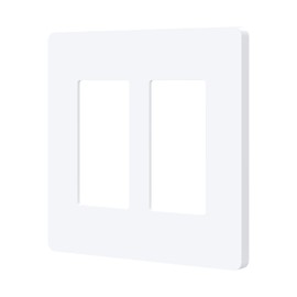 Milfra Screwless Decorator Wall Plates Child Safe Outlet Covers, 2 Gang 4.72" x 4.76", White Outlet Cover Plate, for Decor Switch, Dimmer, GFCI, USB Receptacle