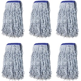 KLEEN HANDLER Nano Microbial Cut End Finish Mop | 1.25" Universal Headband, Pack of 6