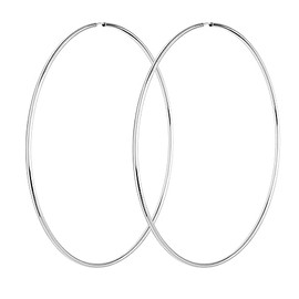 NKlaus Pair of 10 cm Creole Earrings 925 Sterling Silver Large Earrings with Flex Clasp 3075, Sterling Silver