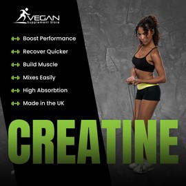 Vegan Creatine Powder | Creatine Monohydrate | No Dairy, No Gluten, No SOYA | 300g / 60 Servings