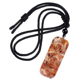Nupuyai Carnelian Spiral Healing Crystal Necklace for Women Men, Chakra Stone Pendant with Adjustable Cord 65cm