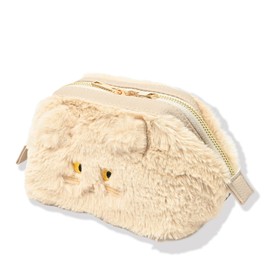 Naru Pouch, Small Item, Cute, Stylish, Women's, Cat, Cosmetic Pouch, Makeup Pouch, Large Size, Smaller, Cat Ears, Cat Ears, Far, Adult, Girls, Simple, Clean, Cute, beige