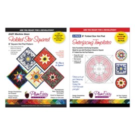 Folded Square Star Hot Pad Pattern Kit - Easy Machine Sewn Folded Star Pattern and 3 Pack Interfacing Template Refills By Plum Easy
