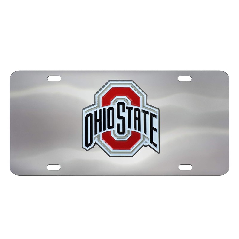FANMATS 25708 Ohio State Buckeyes Stainless Steel Front License Plate