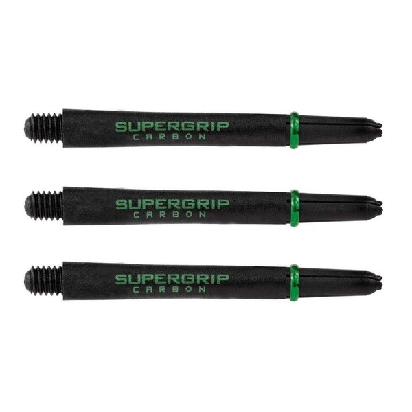 Supergrip Harrows Carbon Dart Shafts Extra Strong Set of 3 Black Green Medium 45mm 2ba Thread