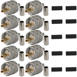 RFetomax UHF PL259 PL-259 Connector Male Crimp for RG58/U LMR195 Cable (UHF Male rg58 Pack 10)