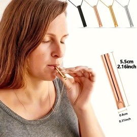 4 PCs Unisex Titanium Steel Necklace with Adjustable Breath Meditation Whistle Pendant, Samma-sati Fashion Jewelry, Pressure transfer, Vintage Style Design, Gifts for Men and Women, 2.17 Inch Chain - Color: black