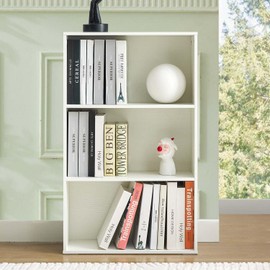 3 Tier Bookshelf, 36'' Tall Bookcases with Cabinet, Floor Standing 3 Shelf Display Storage, Wooden Bookshelf with Adjustable Storage Shelves for Living Room Office, White