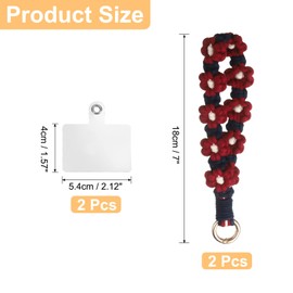 sourcing map 2 Pcs Phone Wrist Strap, Cell Phone Lanyard Bracelet with Tether Tabs Handmade Smartphone Wristlet Keychain Anti-Loss Phone Chain for Women, Burgundy