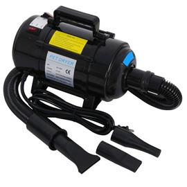 JungleA Dog Hair Dryer 2400W Pet Blow Dryer Professional Dog Grooming Dryer Blower Heater Adjustable Speed w/3 Nozzles and 2 Filters