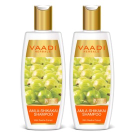 Vaadi Herbals Champú Herbal Totalmente Natural, Apto Para Todo Tipo De Cabello, Paquete De 2 X 340 Ml (Champú De Amla)                                