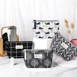 Cross-Border Canvas Cosmetic Bag & Coin Purse, Travel Divider Makeup Set - Large Capacity 21*6.5*12cm/Grey Arrow 10ea