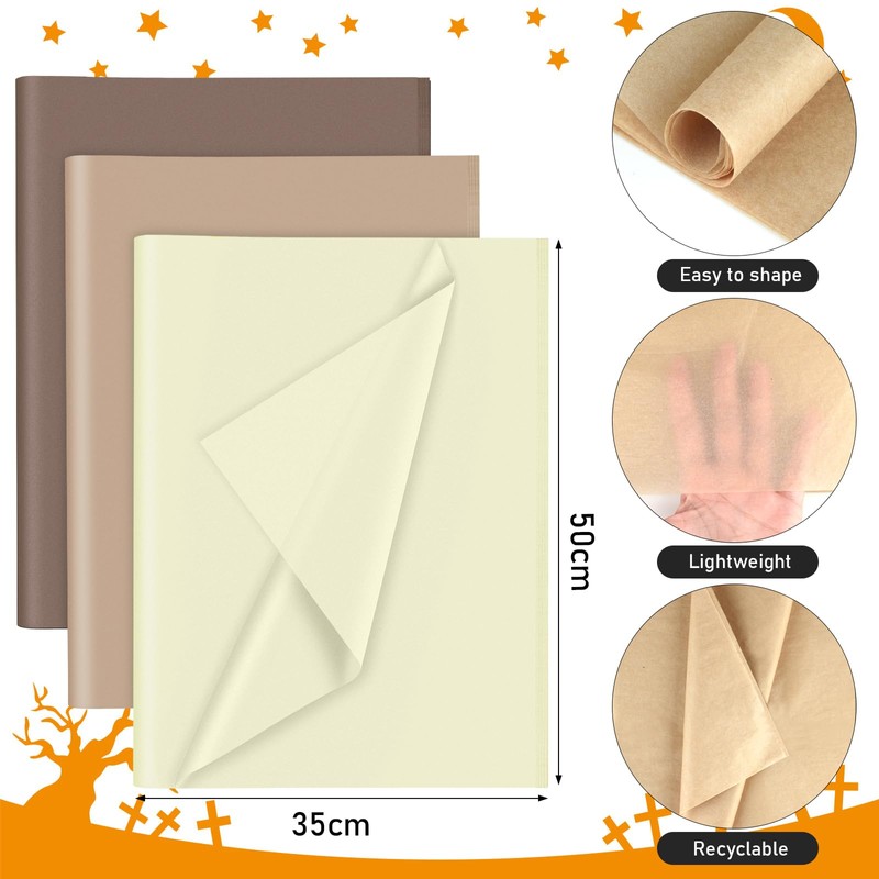 PLULON 60 Sheets Brown Tissue Paper Bulks, Gift Wrap Tissue