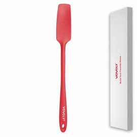 Vovoly Silicone Jar Spatula, Long Handle Jar Spatulas, High Heat Resistant Small Rubber Spatula, Seamless Design, Stainless Steel Core, BPA Free, Red