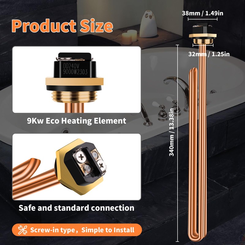 3PCS He 90240 Water Heater Heating Element 240v 9000w Heating