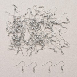 Ruwado 50 Pairs Ball Coil Fish Earring Hooks Stainless Steel Silver Small Connector Hooks with Loop Ear Wires for Women Jewelry Making Kits Earring DIY Crafting Supplies Earring Findings (Silver)