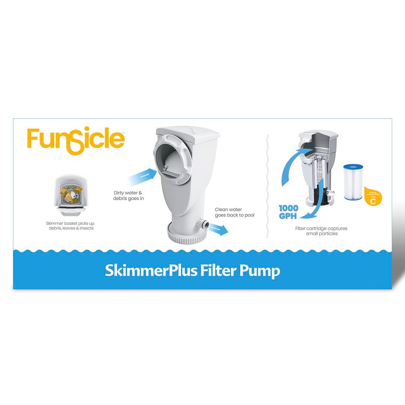 Funsicle SkimmerPlus 1000 GPH 2-in-1 Filter Pump and Skimmer System