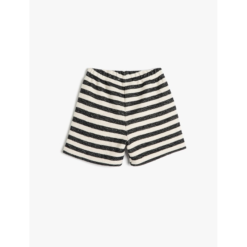 Koton Baybboys Drawstring Pockets Cotton Textured Shorts, navy stripe(01m)