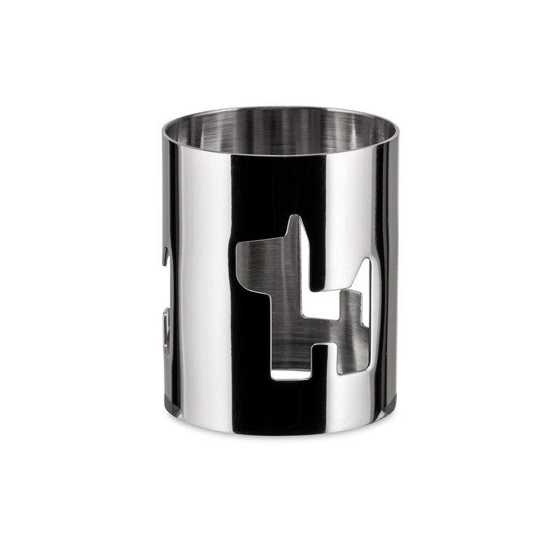 Alessi "GIROTONDO" Serviettenring, durchbrochen aus Edelstahl glänzend poliert, Hund, 25