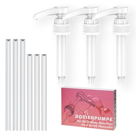 Dosing Pump Compatible with Best Body Nutrition, Pack of 3 Vital Drink First Pump Reusable Pump Dispenser with 3 Long and 3 Short Tubes for 500 ml/1000 ml Bottles