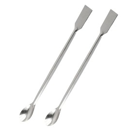 2 Pcs Lab Spatulas- 304 Stainless Steel Double-Ended Sampling Spoon & Flat Square Spatula Laboratory Mixing & Measuring Tools for Precise Reagent Handling