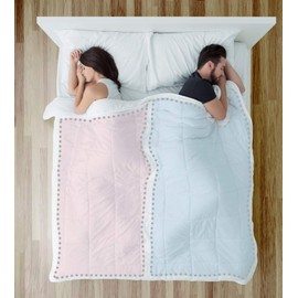 TWOVET Dual Zone Couples Comforter - Warm (Thick) Side - Cool (Thin) Side, Hypoallergenic, Down Alternative, Corner Ties (Queen, White)