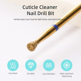 HYTOOS 3mm Inverted Cone Cuticle Clean Nail Drill Bit, Titanium Series Russian Diamond Nail Bits Professional Safety Under Nail Cleaner for Cuticle Dead Skin, Electric Nails Accessories, Medium